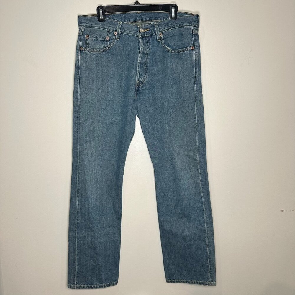Levis 501XX Button Blue Denim USA Jeans 34x34 in Vintage YTK Straight Leg